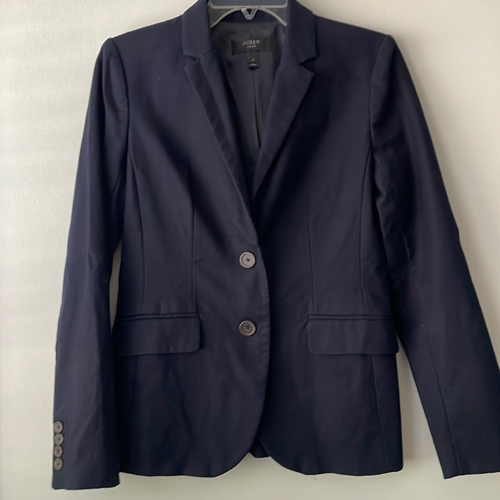 J Crew‎ 1035 Navy Blue 21324 Double Button Cotton Blazer Jacket size 2